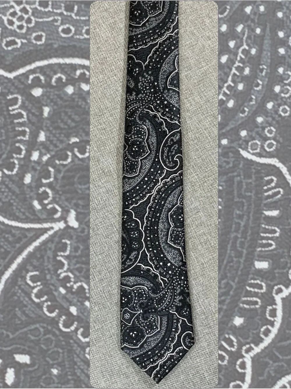 Black Gray Paisley Necktie Bandana Print Mens Tie Society of Threads